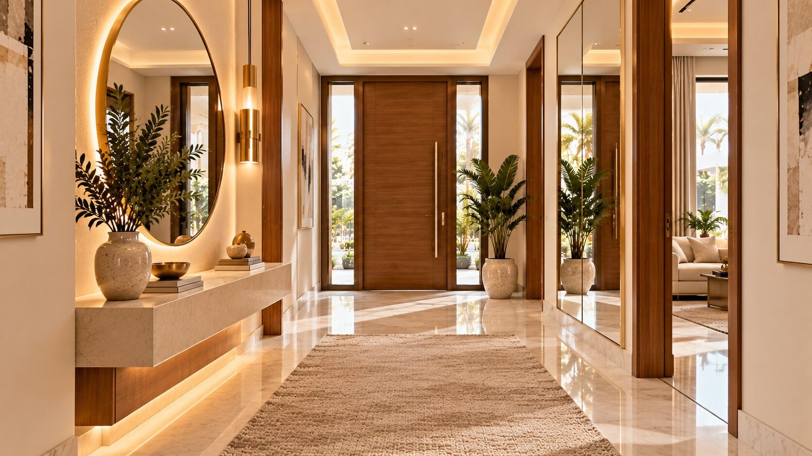 Luxurious Modern Foyer with Warm Lighting