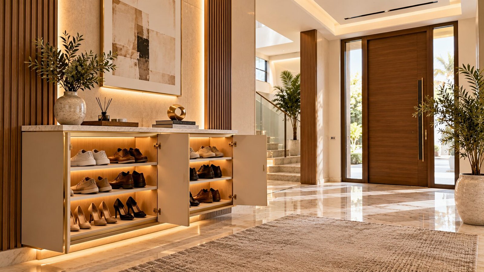 Luxury Foyer Shoe Storage Display